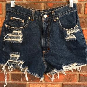 Vintage distressed high waisted jean shorts